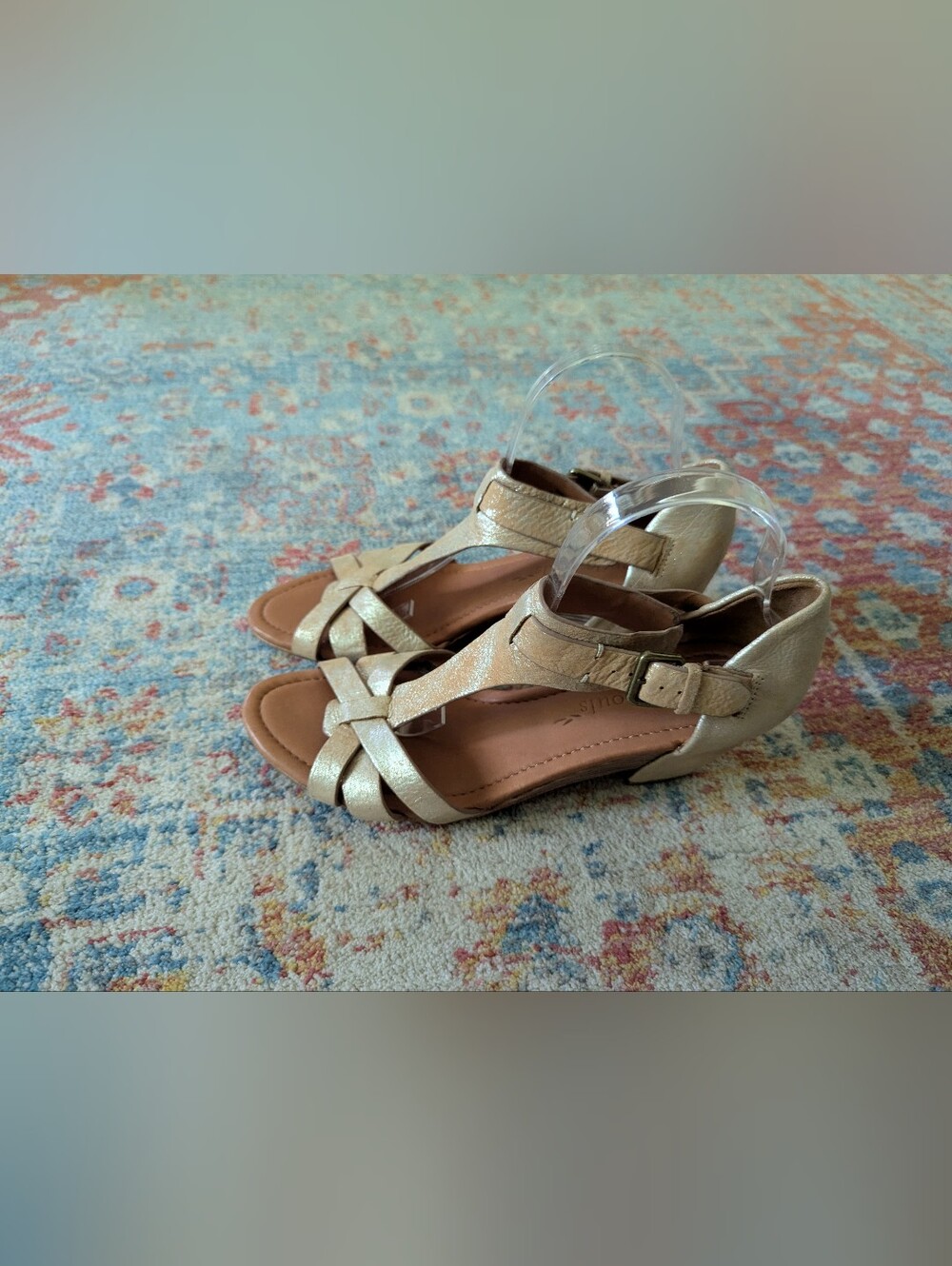 Gentle Souls Malana Women's 9.5 M Shoes Patina Gold Leather Wedge Sandals